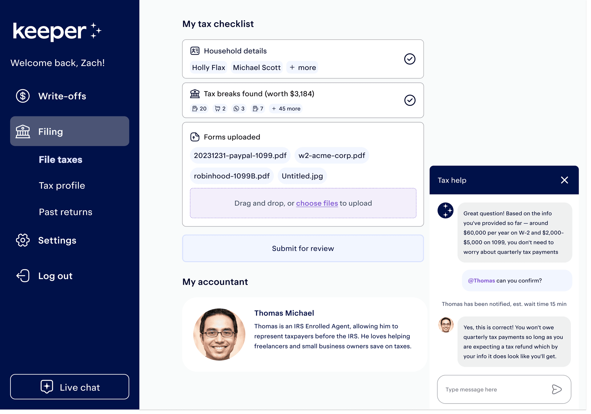 Keeper desktop dashboard